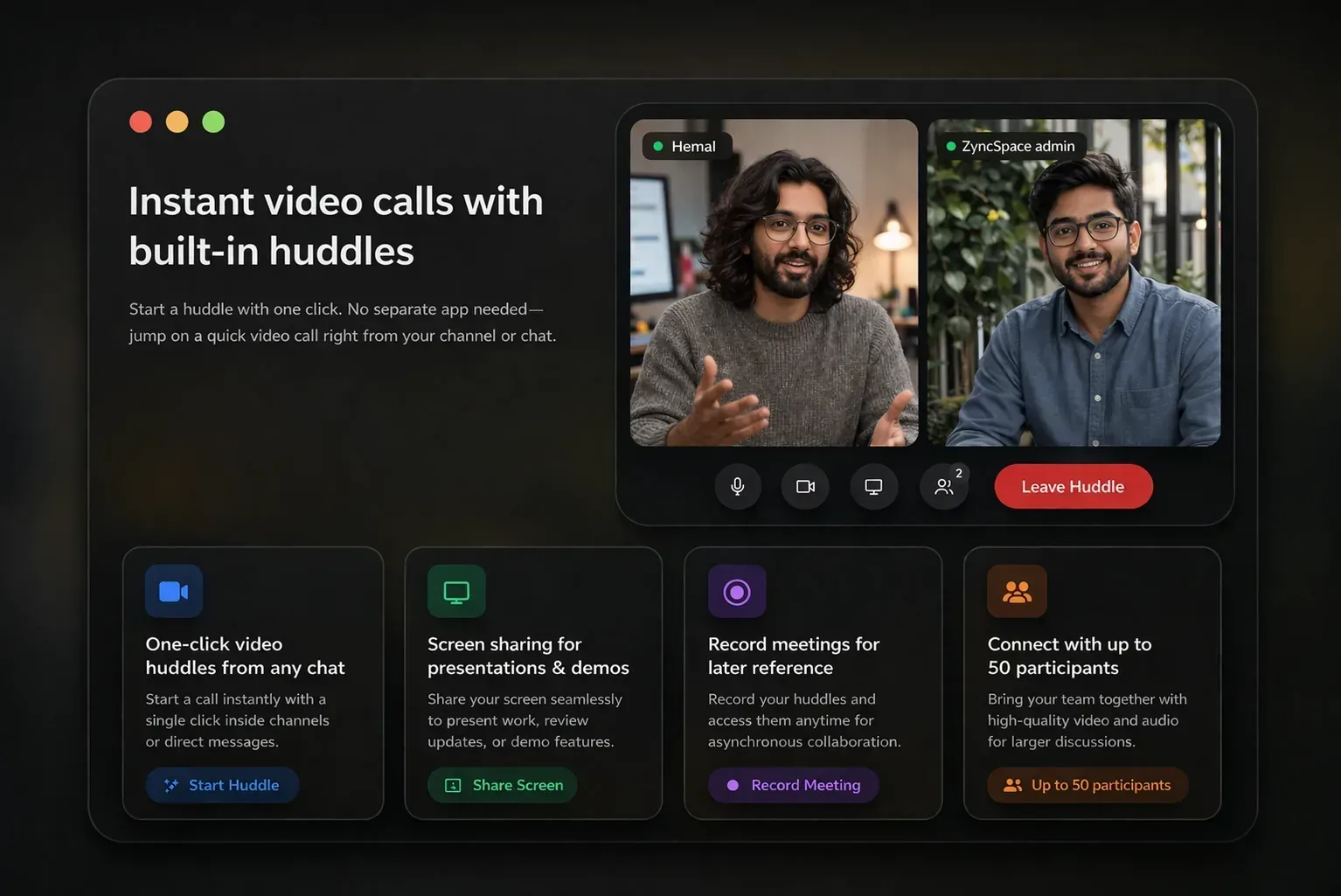 Remote team in an instant voice huddle inside MyLumo