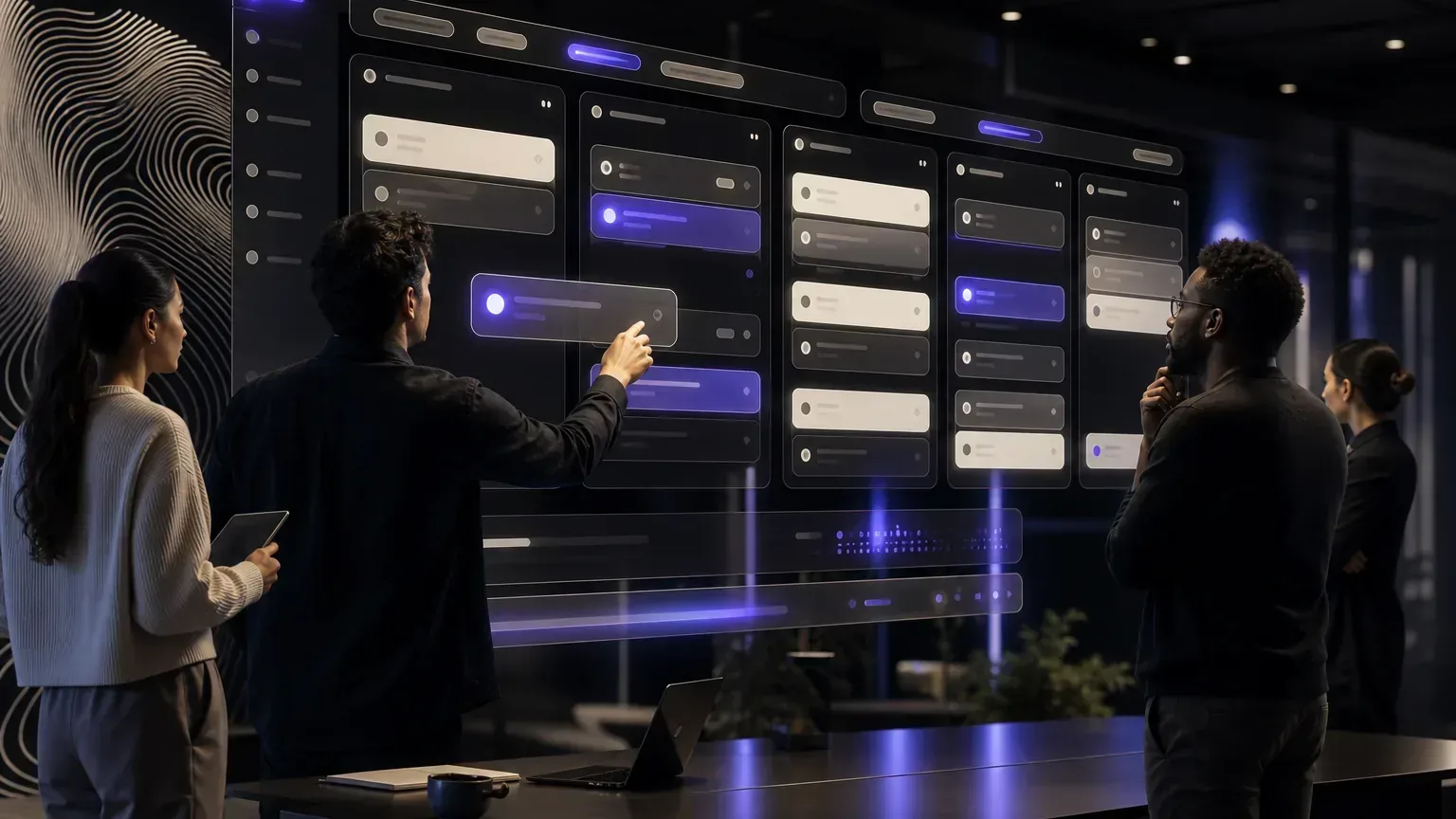 Kanban board inside MyLumo with tasks and due dates